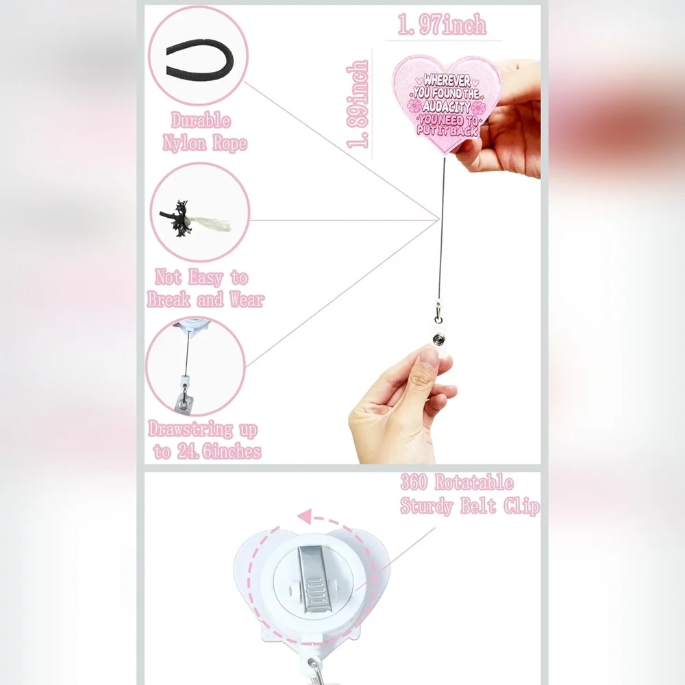 Pink Badge Reel - Found The Audacity - Funny Accessory - Work Keys Cards